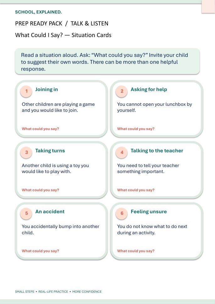 Sample situation cards printable